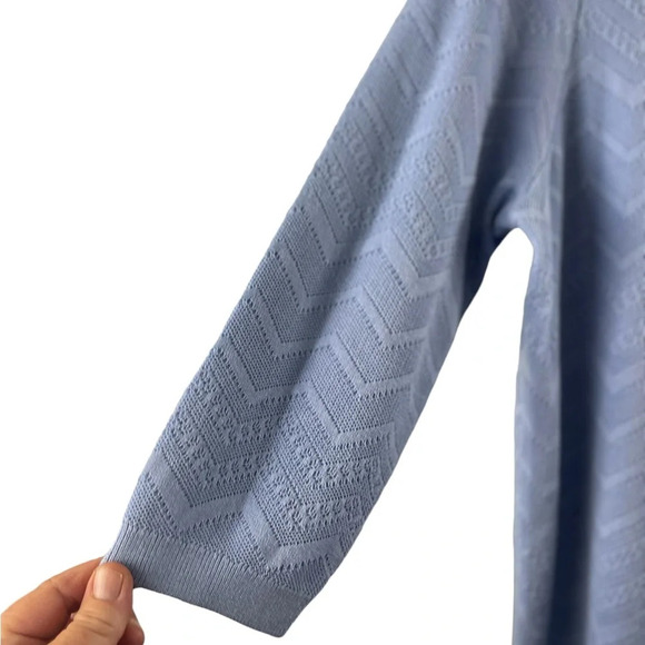 Talbots Blue Chevron Sweater Cardigan Petite Large - Picture 5 of 8
